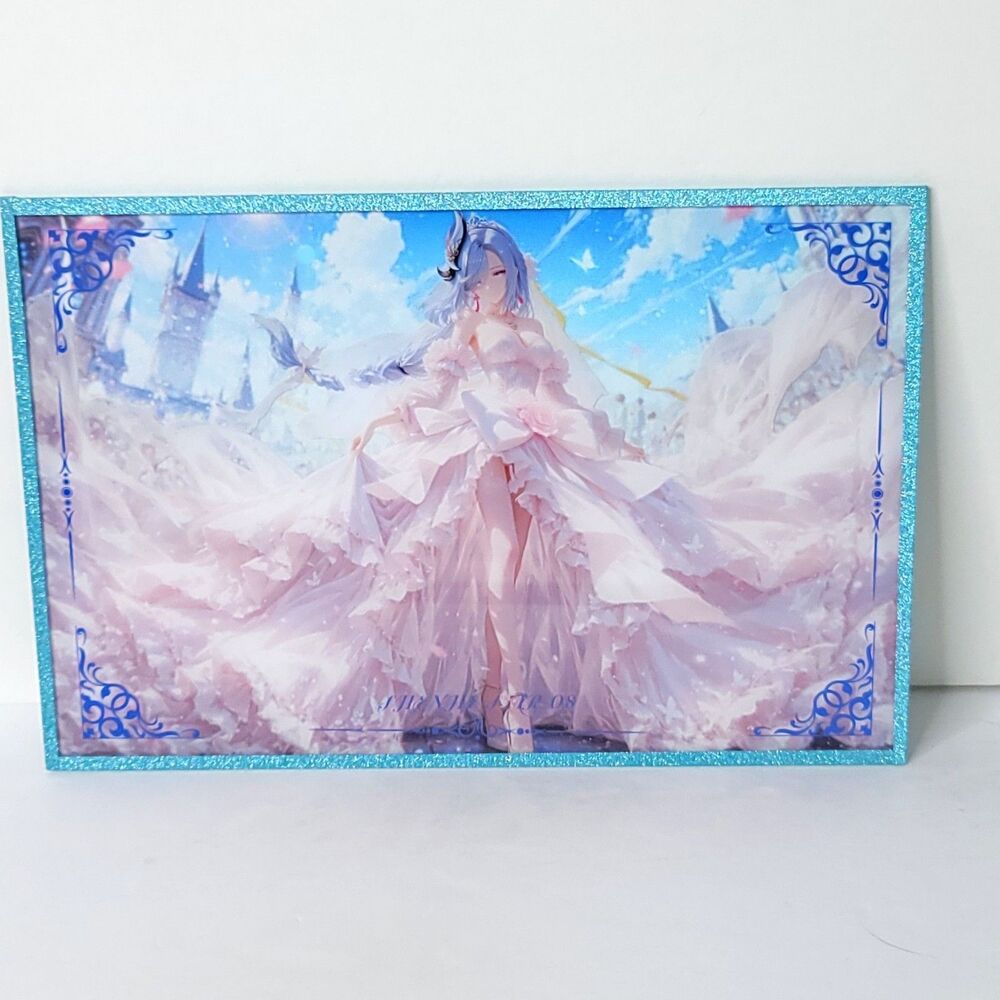 Shen He Blue Glitter Castle Waifu Card Anime Girl Wall Art Oversized Board A5